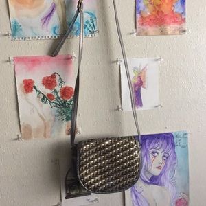 Vintage leather silver and gold crossbody bag